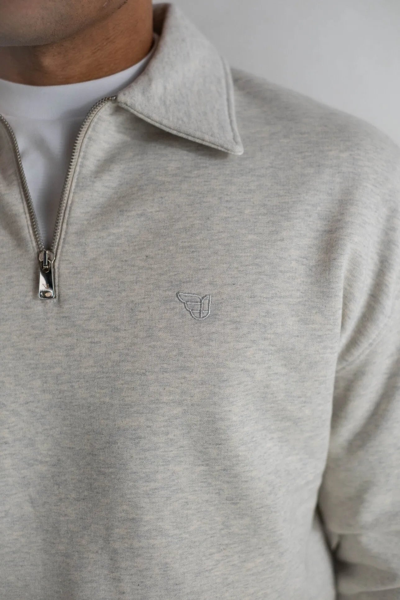 Essential Zip Sweater | Grey Melange - CLUB 24