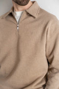 Essential Zip Sweater | Camel Melange - CLUB 24