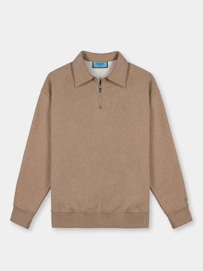 Essential Zip Sweater | Camel Melange