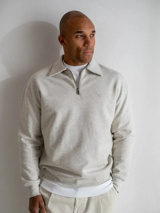 PRE-ORDER | Essential Zip Sweater | Grey Melange - CLUB 24