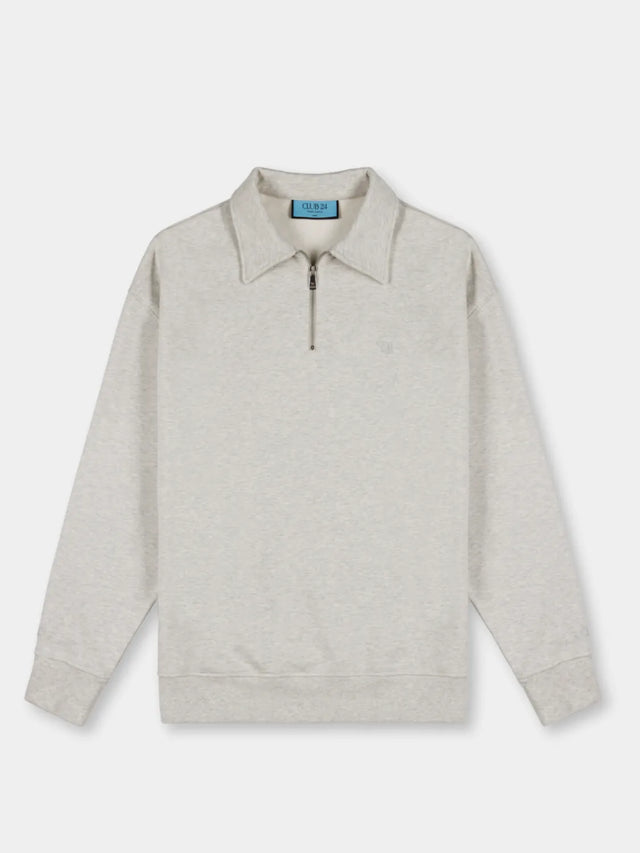 Essential Zip Sweater | Grey Melange