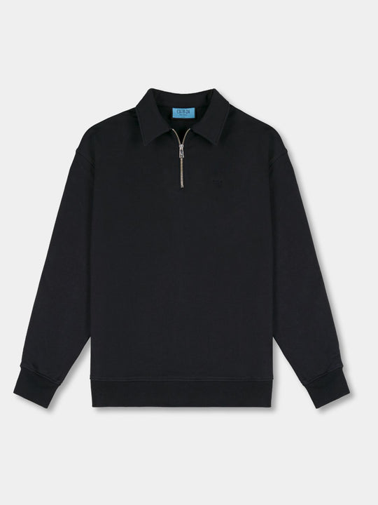 Essential Zip Sweater | Black Navy